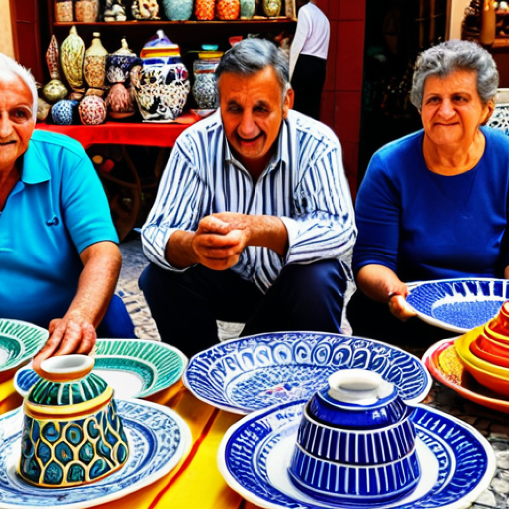 **

"A vibrant marketplace in Seville, Spain, filled with vendors selling colorful ceramics and textiles, professional photography, safe for work, appropriate content, fully clothed, family-friendly, perfect anatomy, natural proportions, well-formed hands, proper finger count."

**